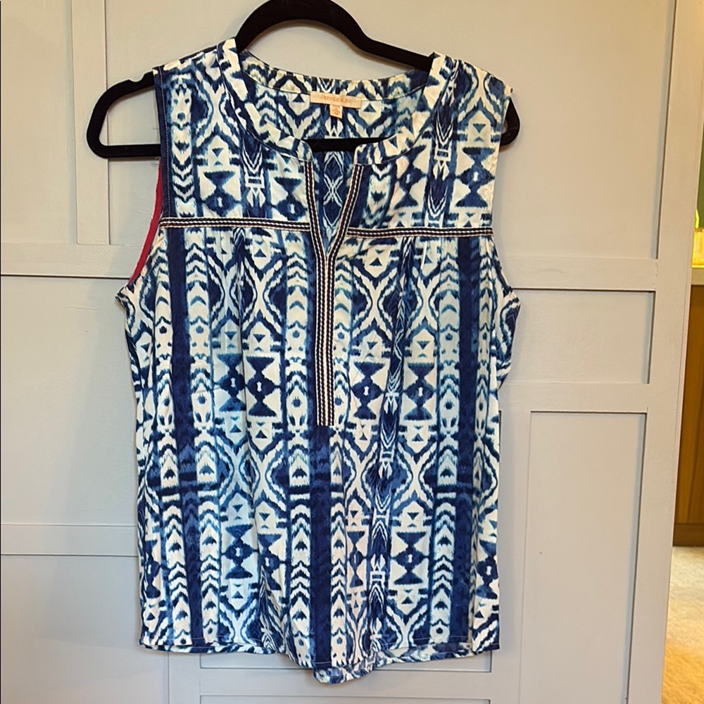Skies Are Blue Graphic Zippered Tank Top